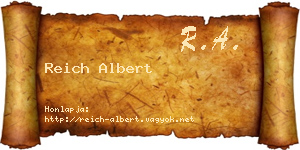 Reich Albert névjegykártya